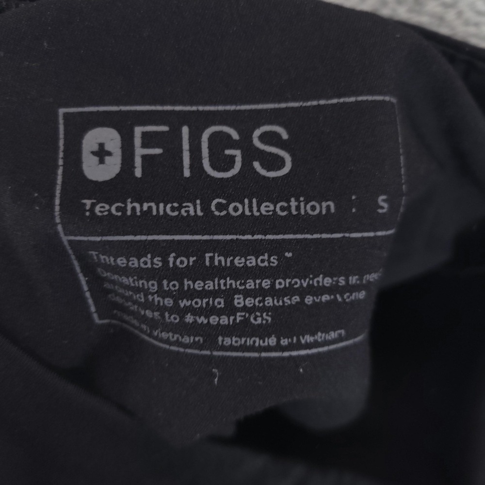 FIGS Pants Womens S Black Technical Collection Jogger Scrub Elastic Waist Cuffed - Picture 3 of 10